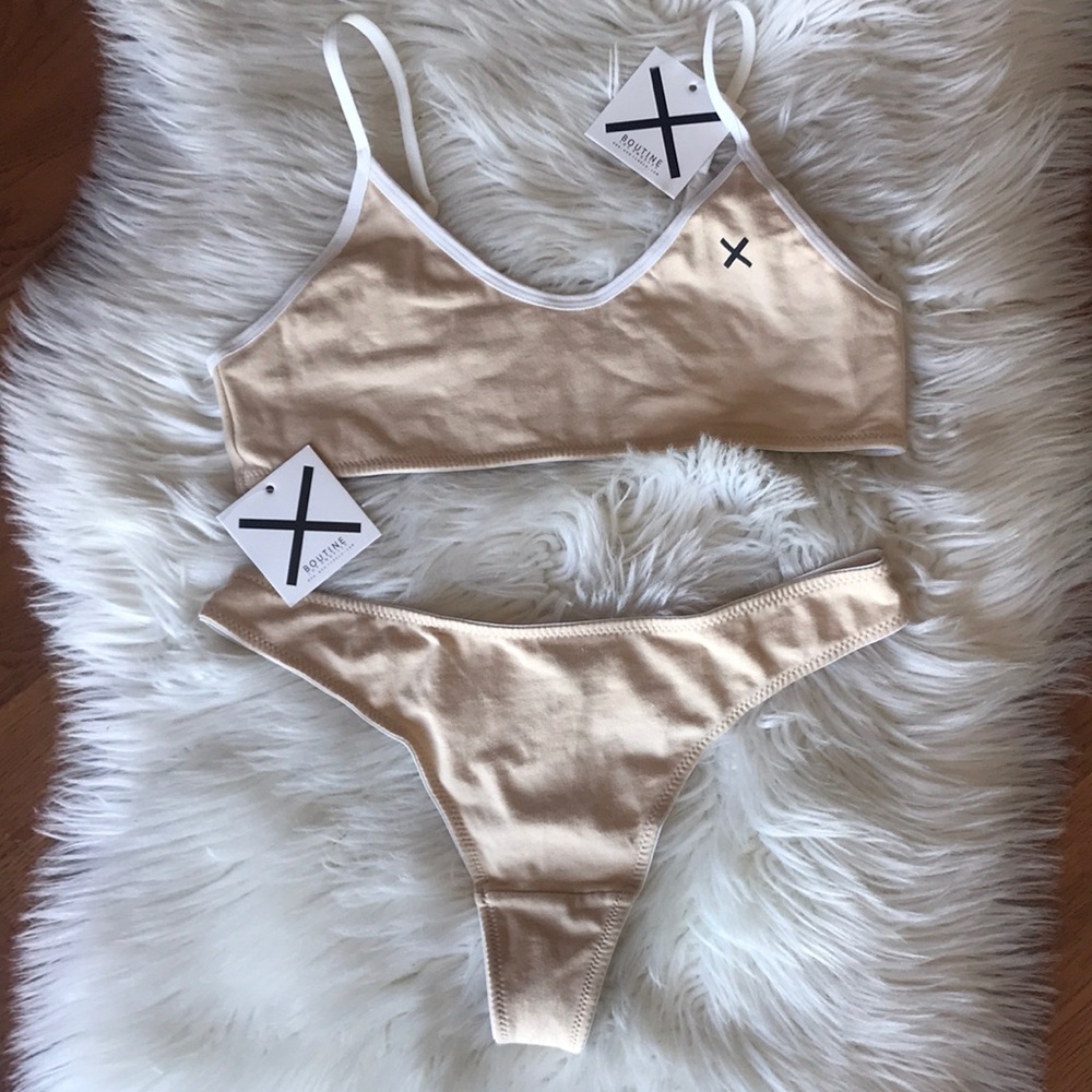 BOUTINE LA lounge set bralette panty thong set tan